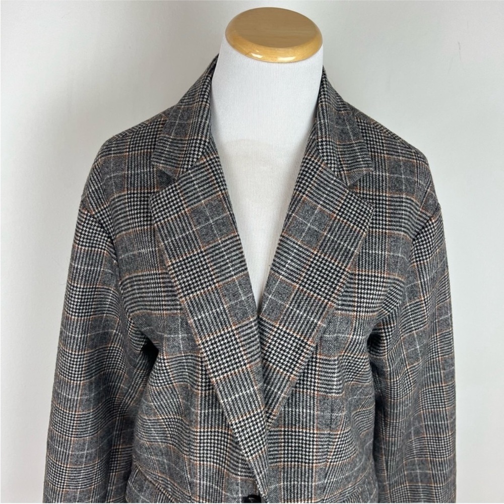 Reformation Broadfield Checked Plaid Oversized Blazer Jacket Grey Size XS - Picture 12 of 12